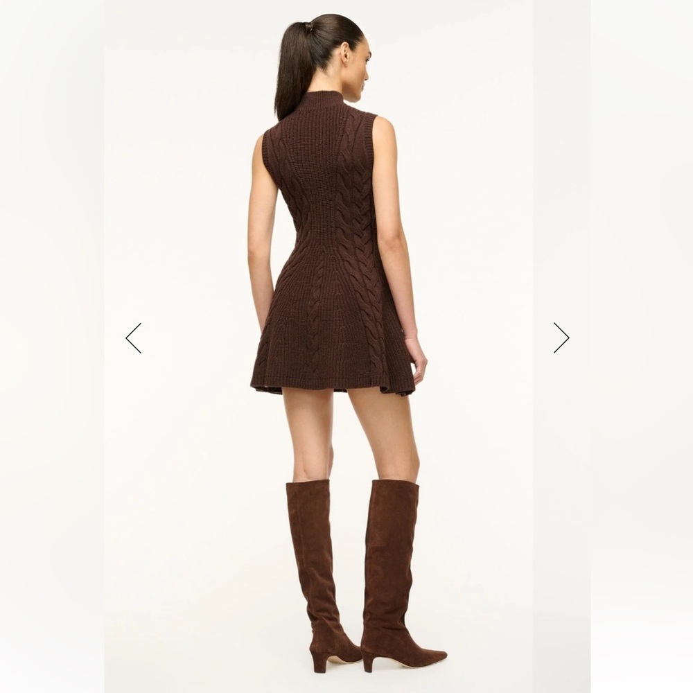STAUD CHARADE DRESS DARK CHOCOLATE - Picture 3 of 8
